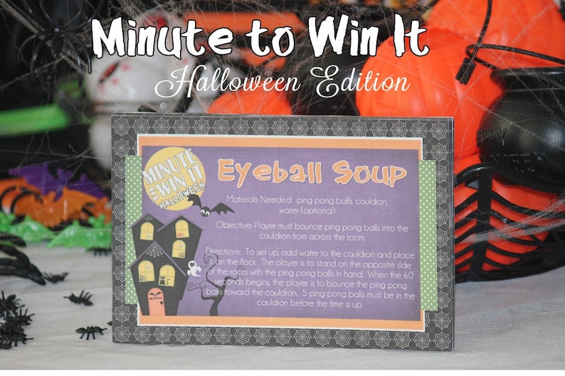 Minute To Win It Halloween Edition PRINTABLE Family Game Night Classroom Halloween Party INSTANT DOWNLOAD image 1