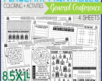 Placemat Activity Sheets {GENERAL CONFERENCE} PRINTABLE | Interactive Coloring Page | Great for Kids!