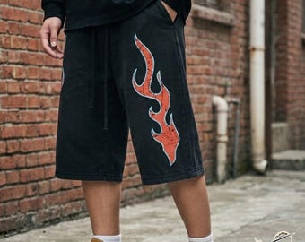 Graphic Street Shorts | Double Waist Drawstring Cropped Bottoms | Daily Wear | Y2K Urban Style