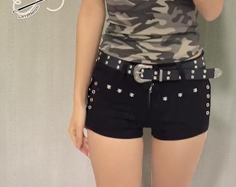 Damesdenimshorts | Slim-fit mode met lage taille | Gothic Punk Y2K-outfit
