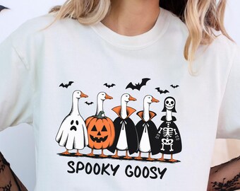 Comfort Colors® Halloween Funny Goose Shirt, Just a Spooky Goose Shirt, Halloween Shirt, Skeleton Goose Tee, Spooky Season Shirt, Spooky Tee