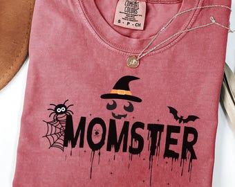 Comfort Colors® Momster Shirt, Retro Mama Shirt, Spooky Season Momster Tee, Halloween Cute Outfit, Halloween Gift, Momster Tee