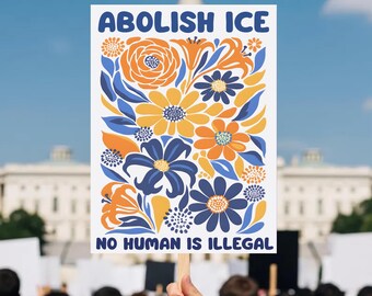 Abolish Ice No Human Is Illegal Yard-Schild, Rasendekor, Politisches Gartendekor, Außendekor, Menschenrechtsschild, Soziale Gerechtigkeit im Freienschild