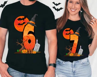 6 7 Shirts, Couples Halloween, Funny Matching Shirt, Trendy Tiktok Halloween Costume Shirt, 67 Trend, Six Seven Meme Pumpkin