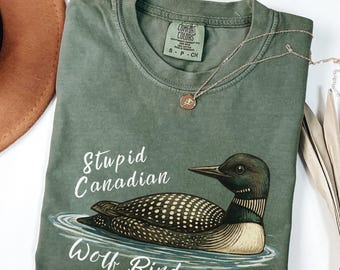 Stupid Canadian Wolf Bird Comfort Colors® Shirt, Hockey Romance Fan Gift, Team Hollanov Tee, Sarcastic Animal Graphic Tee, Game Day Shirt