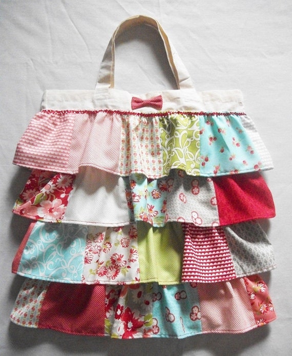 Items similar to Patchwork Ruffles Tote Bag on Etsy