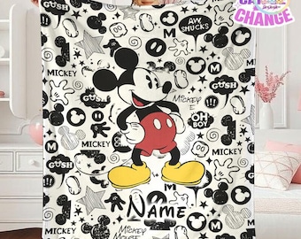 Personalized Mickey And Friends Blanket, Mickey Mouse Fleece Blanket, Disneyland Friends Blanket, Custom Mickey Birthday Gift