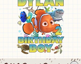 Gepersonaliseerde Finding Nemo verjaardag png, 1e verjaardag png, Finding Nemo Family Matching png, Disneyland Nemo png, feestvarken png