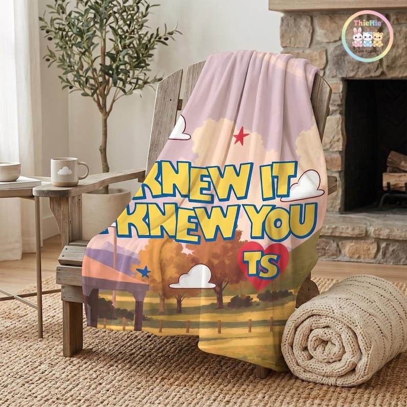 Toy Story 5 Fleece Blanket, I Knew It I Knew You Throw Blanket, TS Music Fan Gift, Retro Cartoon Clouds Cozy Bedding, Nursery Room Decor image 2