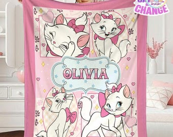 Personalized The Aristocats Marie Blanket, Marie Cat Fleece Blanket, Aristocats Kitten Blanket, Custom Disneyland Birthday Gift
