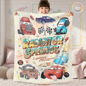 Cars Radiator Springs Blanket, Lightning McQueen Blanket, Cars Birthday Gift, Cars Land Blanket, Birthday Blanket, Birthday Boy Blanket Gift image 1
