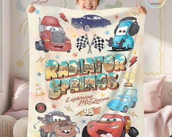 Cars Radiator Springs Blanket, Lightning McQueen Blanket, Cars Birthday Gift, Cars Land Blanket, Birthday Blanket, Birthday Boy Blanket Gift
