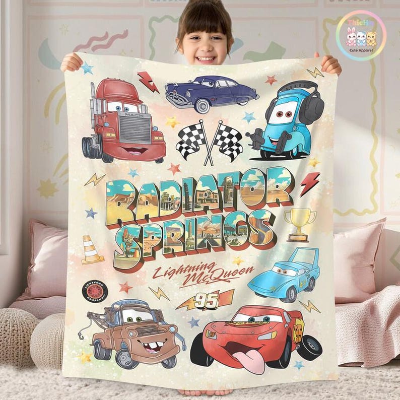 Cars Radiator Springs Blanket, Lightning McQueen Blanket, Cars Birthday Gift, Cars Land Blanket, Birthday Blanket, Birthday Boy Blanket Gift image 1