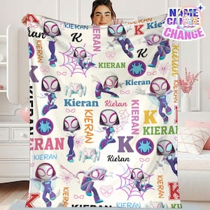 Coperta personalizzata di Spidey e dei suoi fantastici amici, coperta in pile di Spidey e dei suoi amici, coperta da supereroe Spiderman, regalo di compleanno personalizzato di Spidey immagine 1
