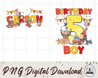 Cumpleaños de Jorge el Curioso personalizado PNG, Cumpleaños de Jorge el Curioso Niño Niña PNG, Cumpleaños familiar a juego, Fiesta de cumpleaños, Descarga digital