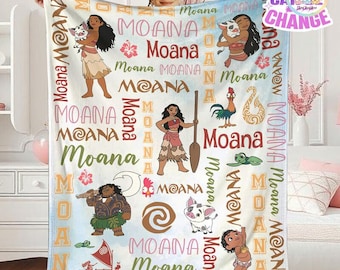 Personalized Moana Blanket, Moana Fleece Blanket, Custom Name Blanket, Moana Birthday Gift For Girls, Custom Birthday Gift
