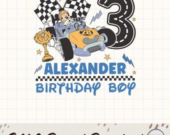Gepersonaliseerde race Mickey Mouse verjaardag png Mickey Racing Party png Custom Pit Crew png Disneyland familie verjaardag bijpassende png