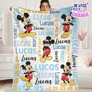 Personalized Mickey And Friends Blanket, Mickey Mouse Fleece Blanket, Disneyland Friends Blanket, Custom Mickey Birthday Gift image 1
