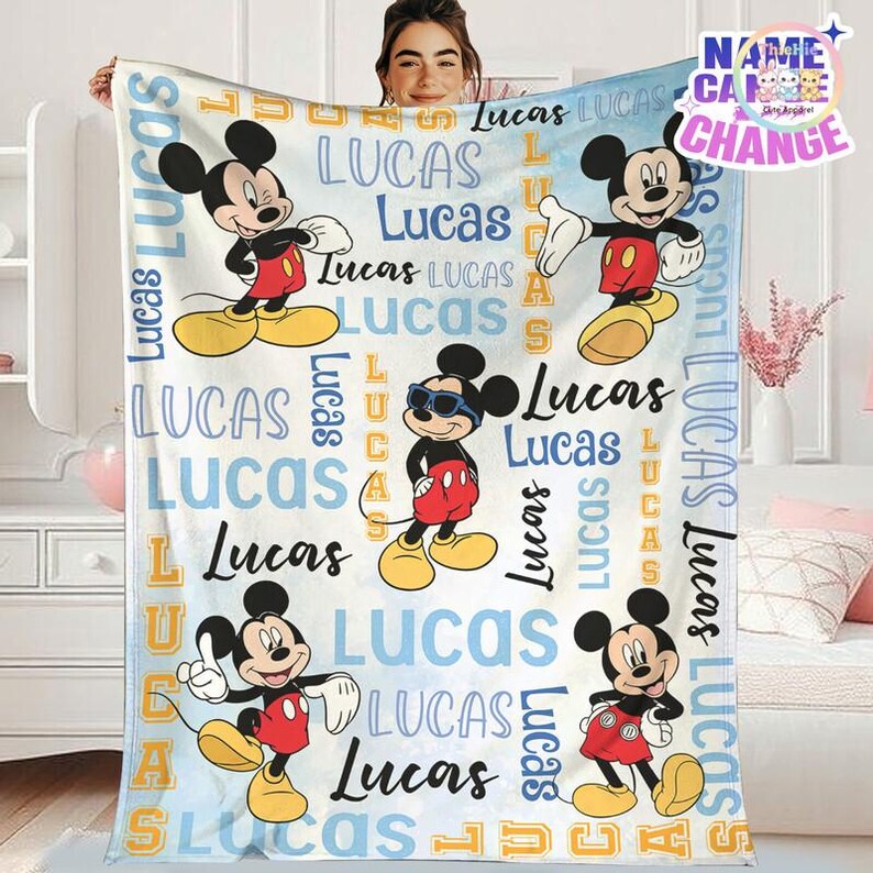 Personalized Mickey And Friends Blanket, Mickey Mouse Fleece Blanket, Disneyland Friends Blanket, Custom Mickey Birthday Gift image 1