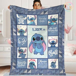 Personalized Stitch Blanket, Lilo And Stitch Blanket, Stitch Movie Fleece Blanket, Stitch Birthday Gift, Disneyland Stitch Baby Blanket image 1