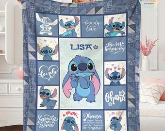 Personalisierte Stitch Decke, Lilo und Stitch Decke, Stitch Film Fleece Decke, Stitch Geburtstagsgeschenk, Disneyland Stitch Baby Decke