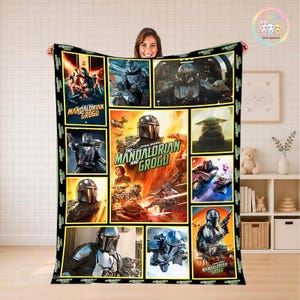 The Mandalorian & Grogu Movie Fleece Blanket Blanket, Starwars Fleece Blanket, Starwars Movie Decor Gift, Disneyland Cozy Gift Decor image 1