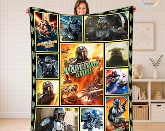 The Mandalorian & Grogu Movie Fleece Blanket Blanket, Starwars Fleece Blanket, Starwars Movie Decor Gift, Disneyland Cozy Gift Decor