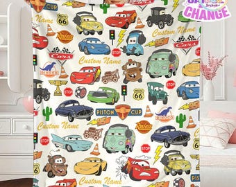 Coperta personalizzata con Saetta McQueen di Cars, coperta con i personaggi di Cars della Pixar, coperta di Disneyland, coperta per neonati a tema Cars, regalo di compleanno.