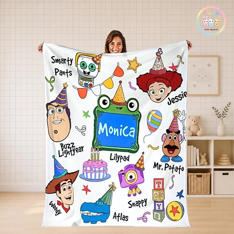 Anpassad Disneyland Toy Story 5 fleecefilt, Buzz Lightyear-filt, Toy Story Woody Jessie-filt, Toy Story Aliens, födelsedagsfilt bild 1