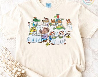 Richard Scarry Busy World Dinner Shirt, Children Book Shirt, Bookish Shrit, Book Merch, Book Lover Shirt, Gift For Fans