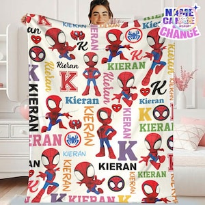 Personalized Spidey And His Amazing Friends Blanket, Spidey Friends Fleece Blanket, Spiderman Superhero Blanket, Custom Spidey Birthday Gift image 1