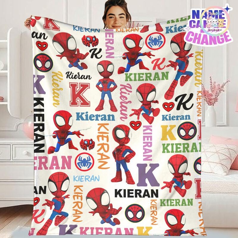 Personalized Spidey And His Amazing Friends Blanket, Spidey Friends Fleece Blanket, Spiderman Superhero Blanket, Custom Spidey Birthday Gift image 1