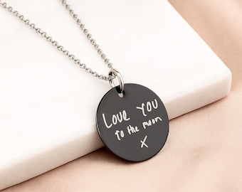 Collar con colgante de escritura a mano personalizado • Mensaje personalizado grabado • Un recuerdo especial para un ser querido