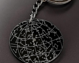 Llavero personalizado con mapa estelar - Llavero personalizado con constelación - Llavero de cielo nocturno, regalo para él o ella