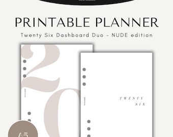 Minimalistisk A5 2026 Planner Dashboard Duo | Direktnedladdning