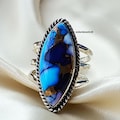 Purple Blue Dahlia Turquoise Ring , Sterling Silver ,Handmade Gemstone Jewelry
