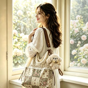 Handcrafted Floral Quilted Handbag, Retro Patchwork Lace Tote, Bohemian Everyday Shoulder Bag, Unique Style Purse