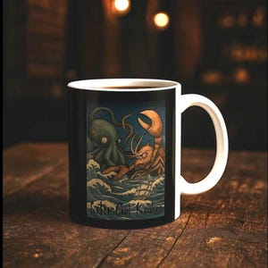 Ocean Themed Coffee Mug Nautical Cup Sea Life Monster Marine Life Ceramic Mug for Action Adventure Pirate Sea Life Lovers
