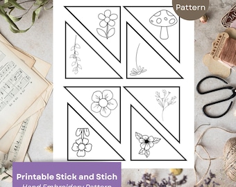 Simple Felt Corner Floral Bookmark Template, Stick and Stitch Embroidery Floral Bookmark, Stick n Stick Botanical, DIY Gift for Book Lovers
