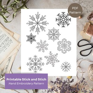 Borduurpatronen sneeuwvlok, steeksjabloon wintervakantie, stiksels downloaden, DIY kerstcadeau handborduurwerk, Stick n Stitch-pdf