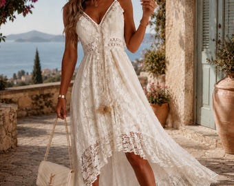 Boho-Maxikleid aus Spitze für Damen – Sommer- und Urlaubseleganz