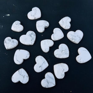 Natural Howlite Heart Gemstone • White Marble Pattern Crystal Heart for Jewelry Making, Calming Energy, Craft Projects & Gift Collection •