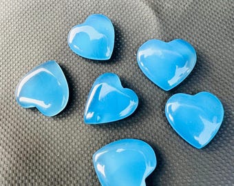 Edelsteen hart van blauw chalcedoon – gepolijst genezend kristal, sieraden maken (20-30 mm)