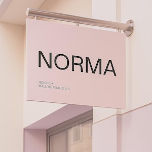 Présentoir mural pour magasin - Signalétique double face suspendue - Panneau personnalisé en forme de lame 3D