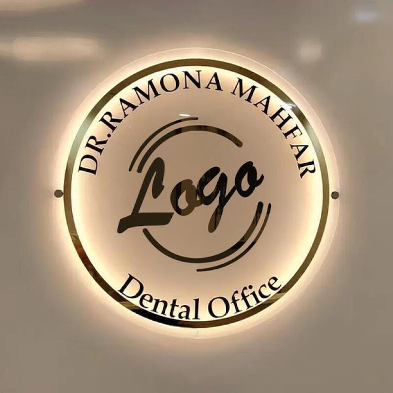 Round LED Logo Sign | Backlit Business Sign | Spa Salon Clinic Wall ...
