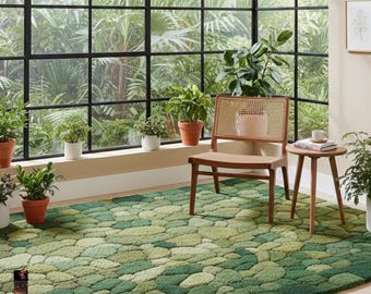 3D Moss Rug: Forest Floor Texture, Biophilic Home Decor