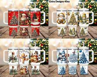 Christmas Tumbler Wrap Bundle 40oz Sublimation Designs, Christmas Santa Tumbler Wrap, Christmas Tree Wrap, Merry Christmas Digital Download