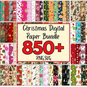 850+ Christmas Digital Paper Bundle, Merry Christmas Day Digital Papers, Christmas Seamless Pattern Png, Winter Holiday Digital Paper
