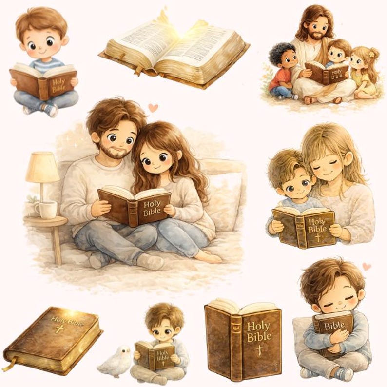 Bible Reading Clipart, Bible Kid, Bible Story, Religious Clipart ...