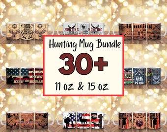 30+ Hunting Mug Wraps, Wilderness Deer, American Flag Sublimation (Digital Download)